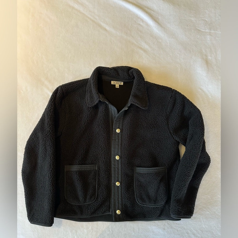 J Crew - fleece lady jacket- black - women’s size L